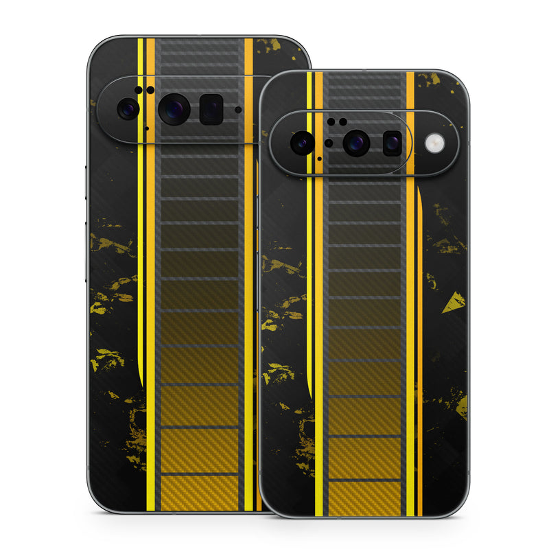 Google Pixel 10 Series Skin design of Yellow, Plant, Font, Symmetry, Terrestrial plant, Tower block, Parallel, Pattern, Tints and shades, Rectangle, with black, yellow, gray, orange colors