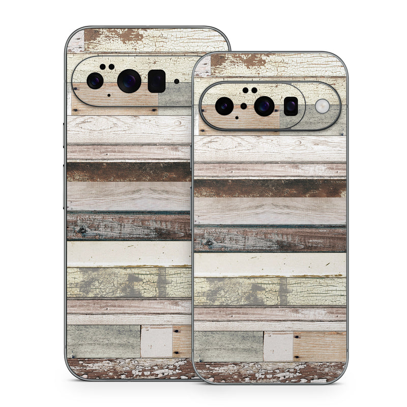Google Pixel 10 Series Skin design of Wood, Wall, Plank, Line, Lumber, Wood stain, Beige, Parallel, Hardwood, Pattern, with brown, white, gray, yellow colors