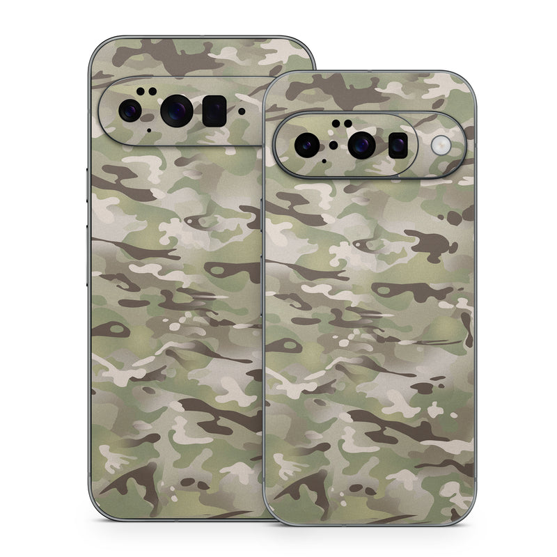 Google Pixel 10 Series Skin design of Military camouflage, Camouflage, Pattern, Clothing, Uniform, Design, Military uniform, Bed sheet, with gray, green, black, red colors