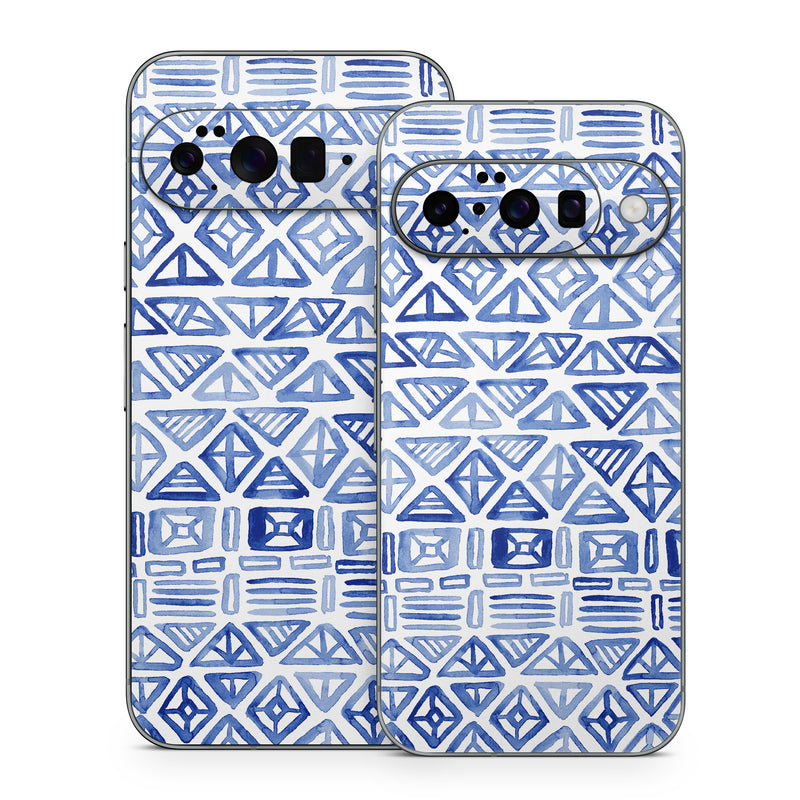 Google Pixel 10 Series Skin design of Pattern, Line, Design, Symmetry, Visual arts, Parallel, with white, blue colors