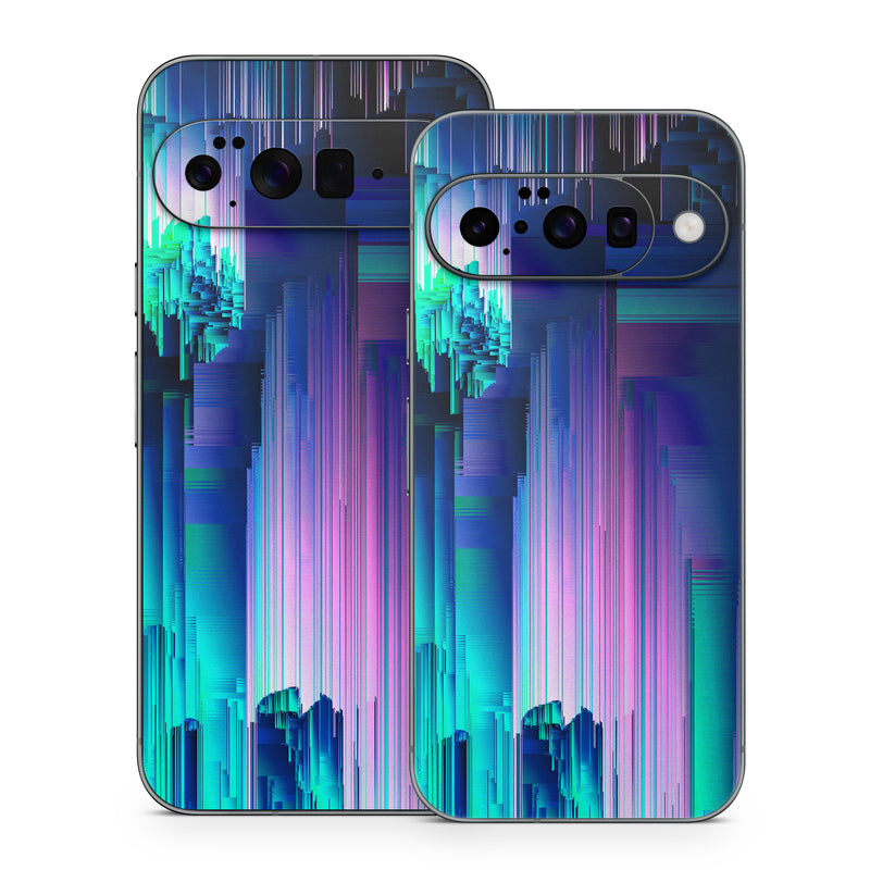 Google Pixel 10 Series Skin design of Blue, Green, Light, Colorfulness, with blue, purple, pink, white colors
