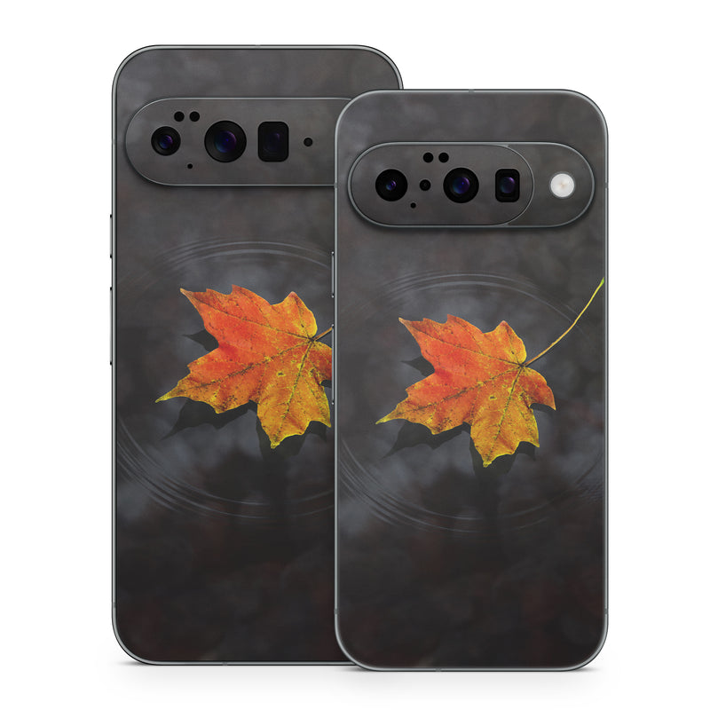 Google Pixel 10 Series Skin design of Leaf, Maple leaf, Tree, Black maple, Sky, Yellow, Deciduous, Orange, Autumn, Red, with black, red, green colors