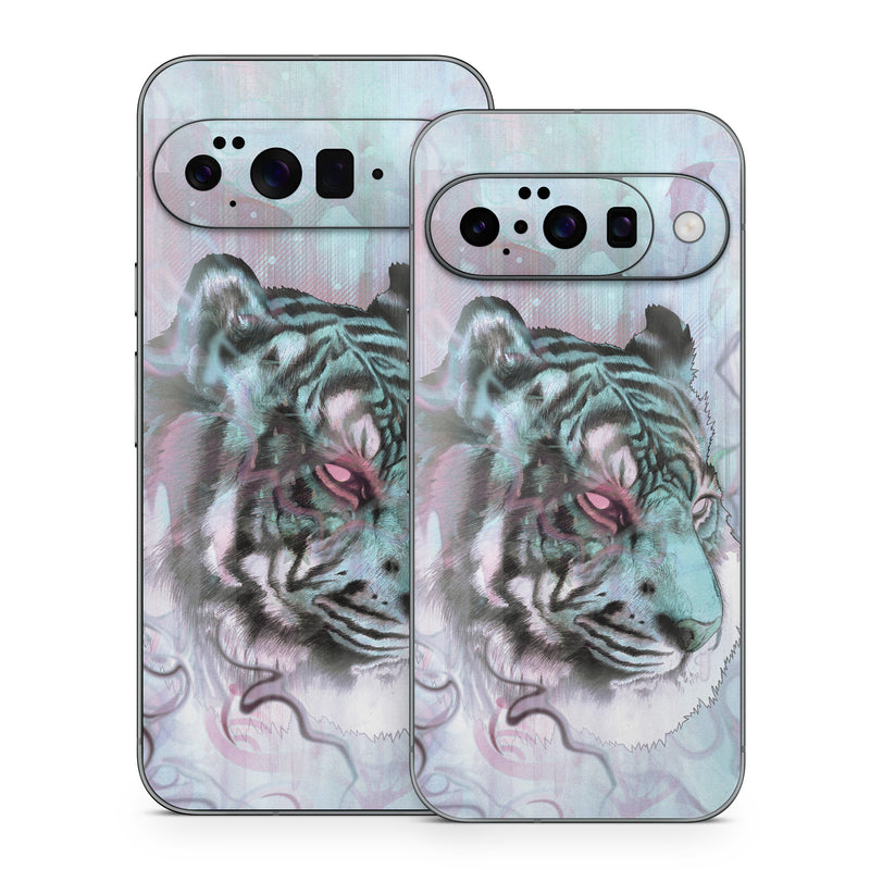 Google Pixel 10 Series Skin design of Watercolor paint, Illustration, Art, Visual arts, Drawing, Graphic design, Pattern, Painting, Acrylic paint, Fictional character, with gray, purple, black colors