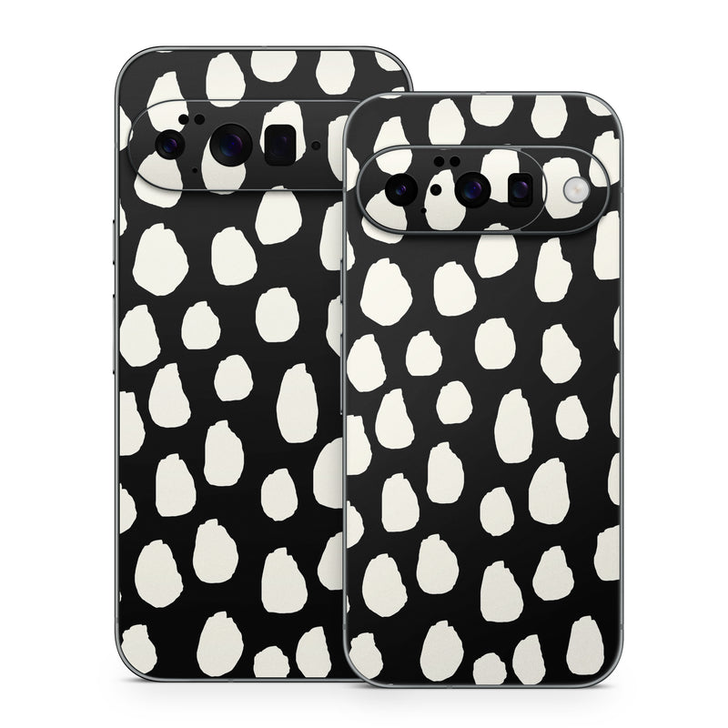 Google Pixel 10 Series Skin design of White, Black and white, Monochrome, Pattern, Polka dot, with black, white colors