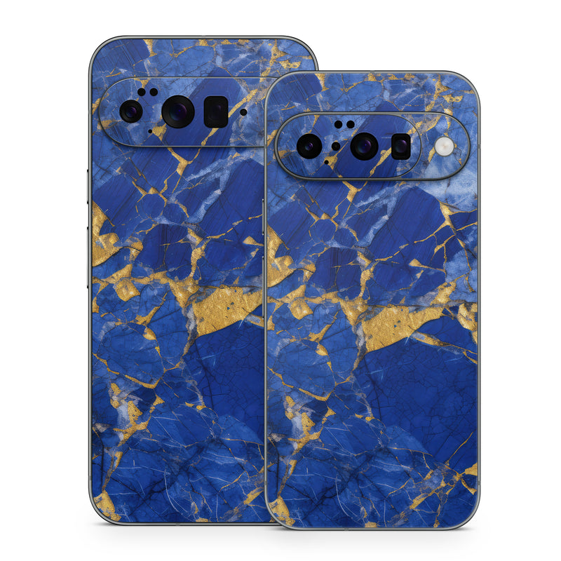 Google Pixel 10 Series Skin design of Liquid, Blue, Azure, Fluid, Pattern, Electric blue, Tints and shades, Transparent material, Water, Symmetry, with blue, yellow, brown, orange colors