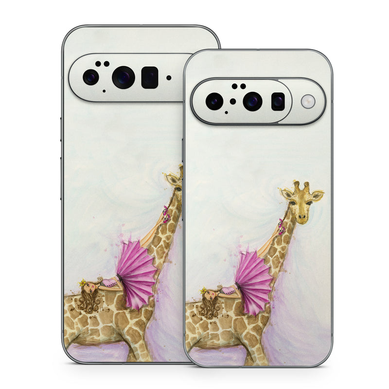 Google Pixel 10 Series Skin design of Giraffe, Giraffidae, Terrestrial animal, Pink, Wildlife, Snout, Fawn, Illustration, Watercolor paint, Magenta, with blue, brown, orange, pink colors