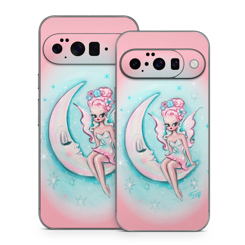 Google Pixel 10 Series Skin design of Fictional character, Angel, Cartoon, Pink, Illustration, Mythical creature, Art, with blue, pink, white colors