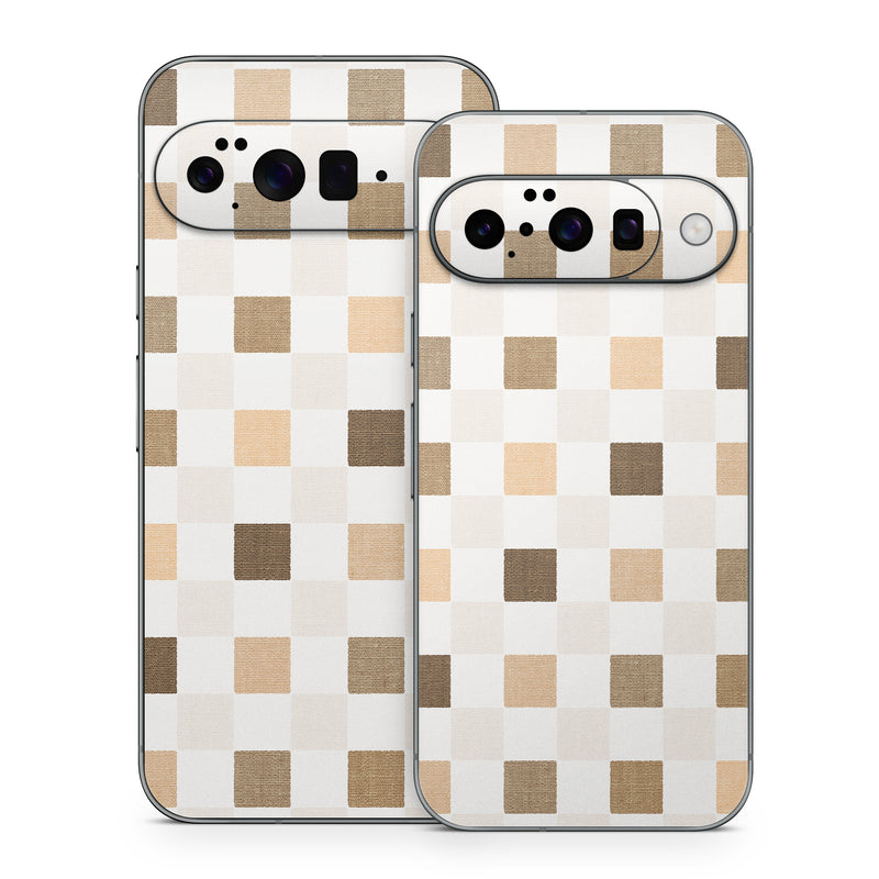 Google Pixel 10 Series Skin design of Brown, Rectangle, Beige, Textile, Sleeve, Grey, Khaki, Material property, Symmetry, Art, with white, gray, brown colors