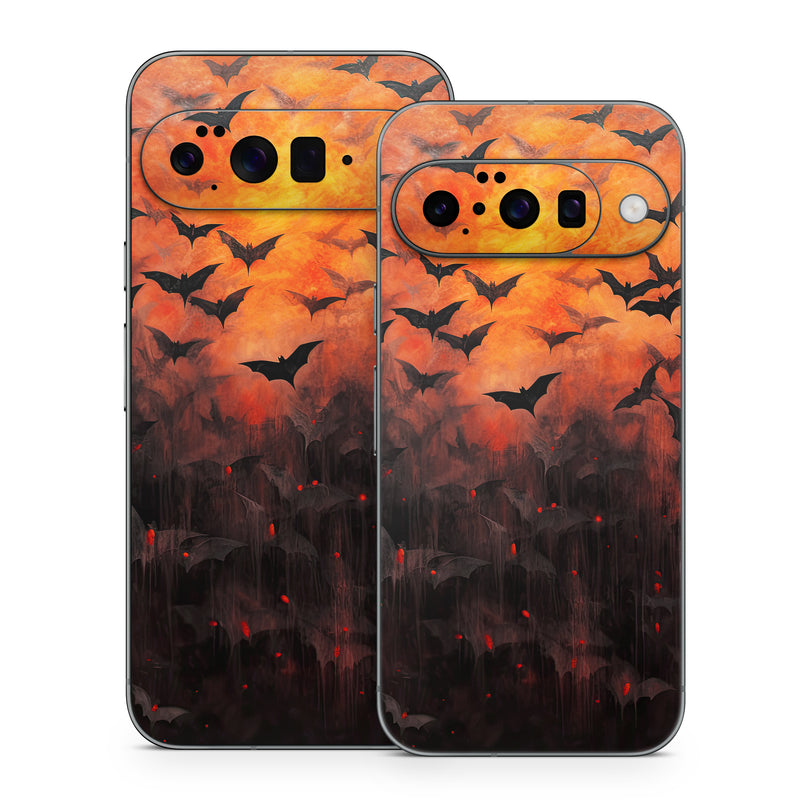 Google Pixel 10 Series Skin design of Vertebrate, Plant, Leaf, Orange, Branch, Natural landscape, Organism, Bird, Deciduous, Woody plant, with yellow, orange, red, black colors