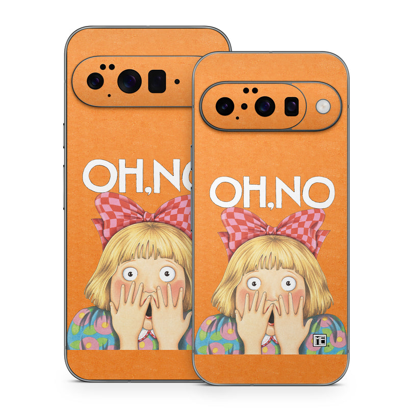 Google Pixel 10 Series Skin design of Cartoon, Nose, Illustration, Poster, Art, Fiction, Book cover, Happy, Gesture, with orange, pink, gray, green, red, white colors