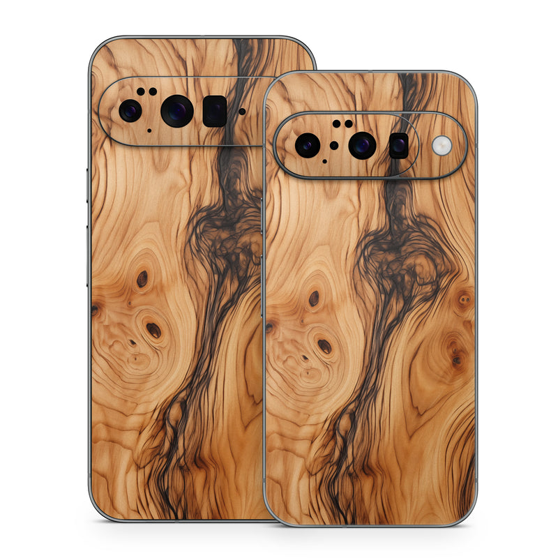 Google Pixel 10 Series Skin design of Brown, Wood, Trunk, Wood stain, Floor, Liquid, Art, Woody plant, Landscape, Flooring, with black, brown, orange colors