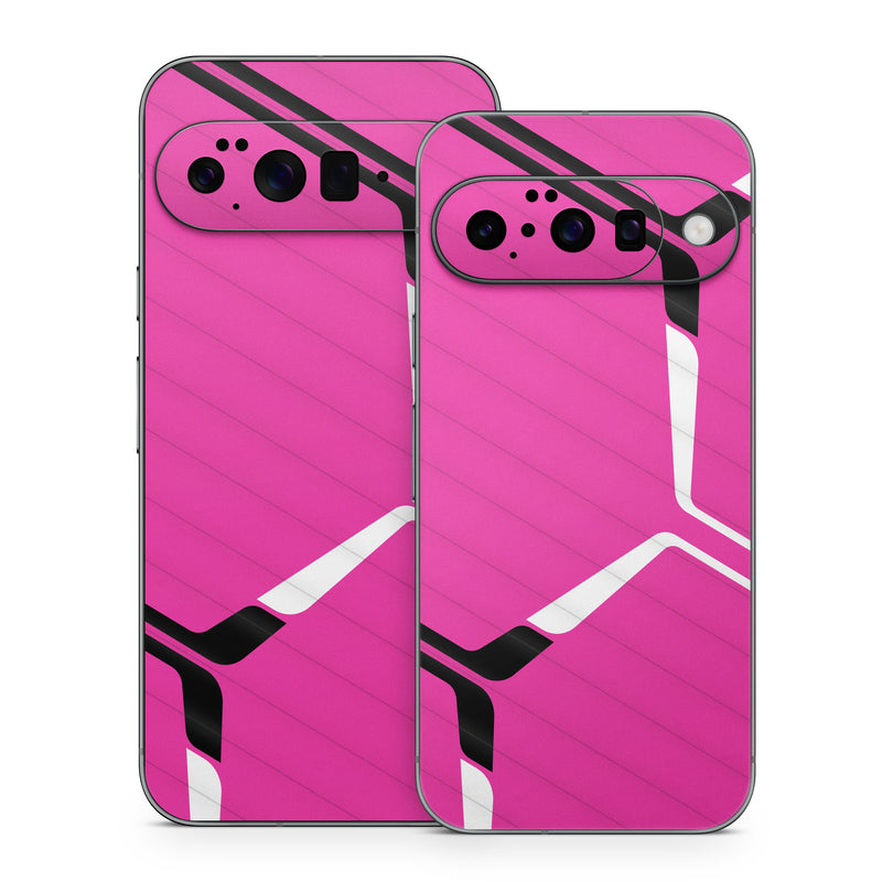 Google Pixel 10 Series Skin design of Textile, Sleeve, Jersey, Purple, Pink, Violet, Font, Magenta, Material property, Electric blue, with pink, black, white colors