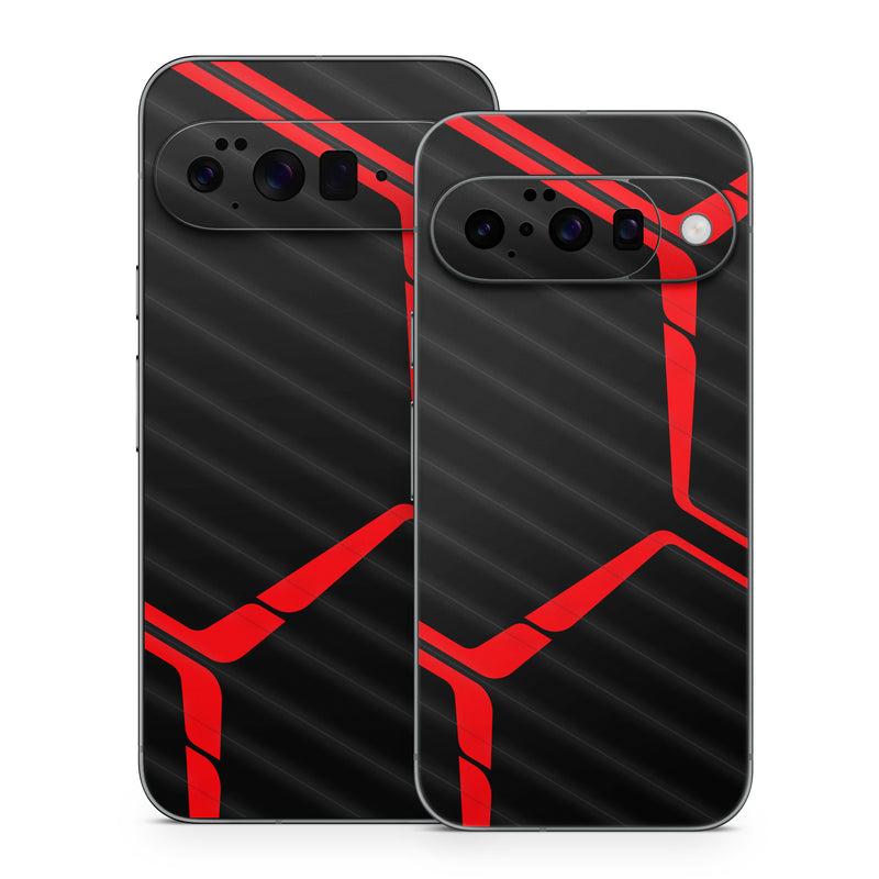 Google Pixel 10 Series Skin design of Sleeve, Triangle, Font, Rectangle, Parallel, Magenta, Electric blue, Pattern, Symmetry, T-shirt, with black, red colors