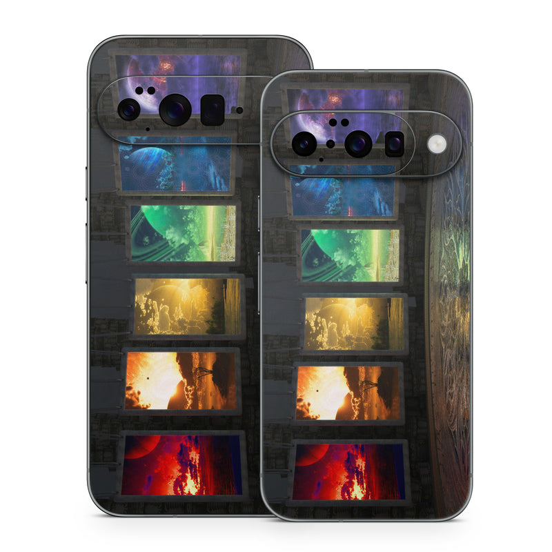 Google Pixel 10 Series Skin design of Light, Lighting, Water, Sky, Technology, Night, Art, Geological phenomenon, Electronic device, Glass, with black, red, green, blue colors