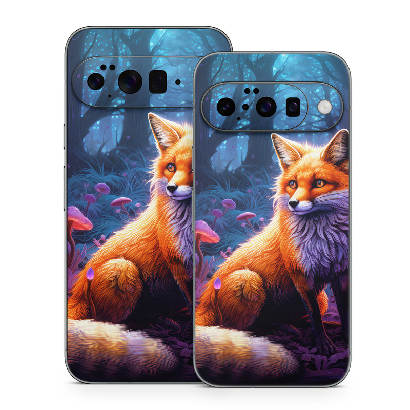 Google Pixel 10 Series Skin design of Plant, Light, Carnivore, Orange, Organism, Tree, Pink, Natural landscape, Fawn, Whiskers, with red, orange, white, black, purple, gray, green colors