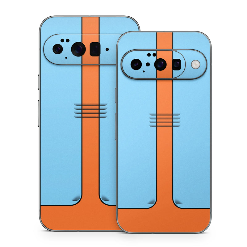 Google Pixel 10 Series Skin design of Line, with blue, orange, black colors