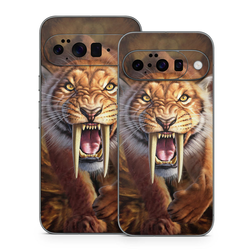 Google Pixel 10 Series Skin design of Roar, Felidae, Facial expression, Wildlife, Whiskers, Bengal tiger, Carnivore, Snout, Big cats, Fang, with black, orange, yellow, white colors