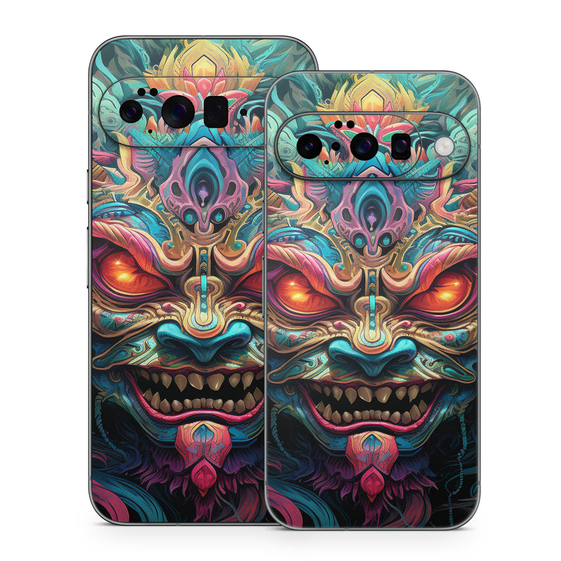 Google Pixel 10 Series Skin design of Head, Eye, Human body, Art, Painting, Symmetry, Pattern, Paint, Magenta, Visual arts, with green, blue, yellow, orange, red, white, purple, black, gray colors