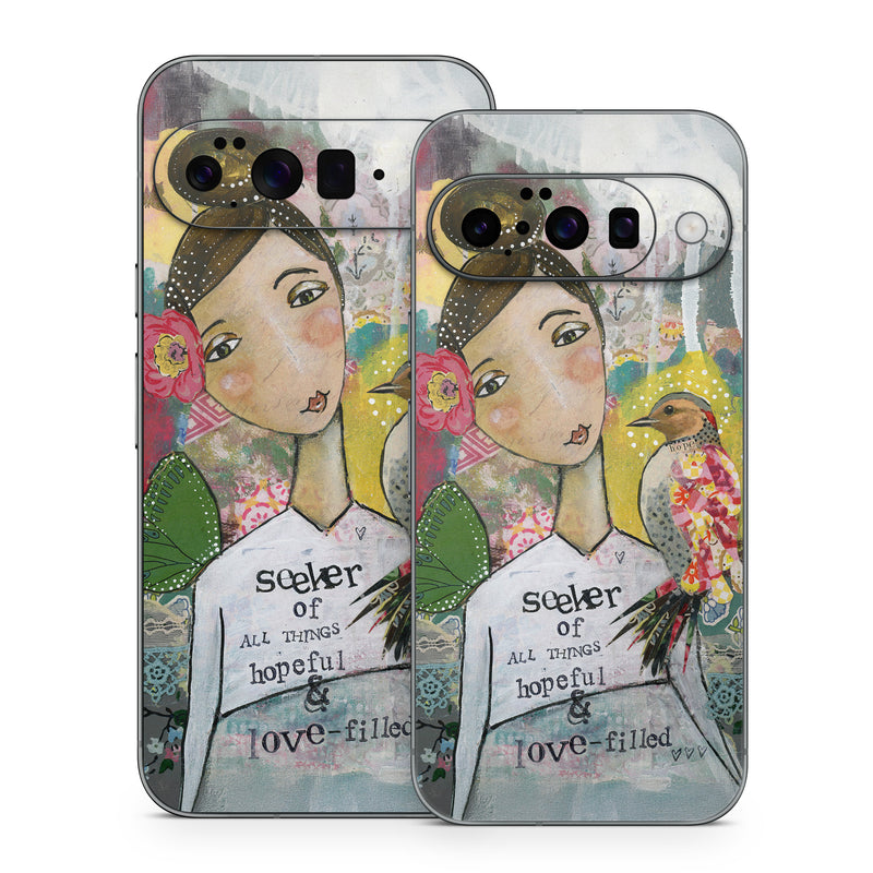 Google Pixel 10 Series Skin design of Art, Painting, Illustration, Visual arts, Watercolor paint, Acrylic paint, Flower, Plant, Paint, Modern art, with white, green, pink, red, yellow colors