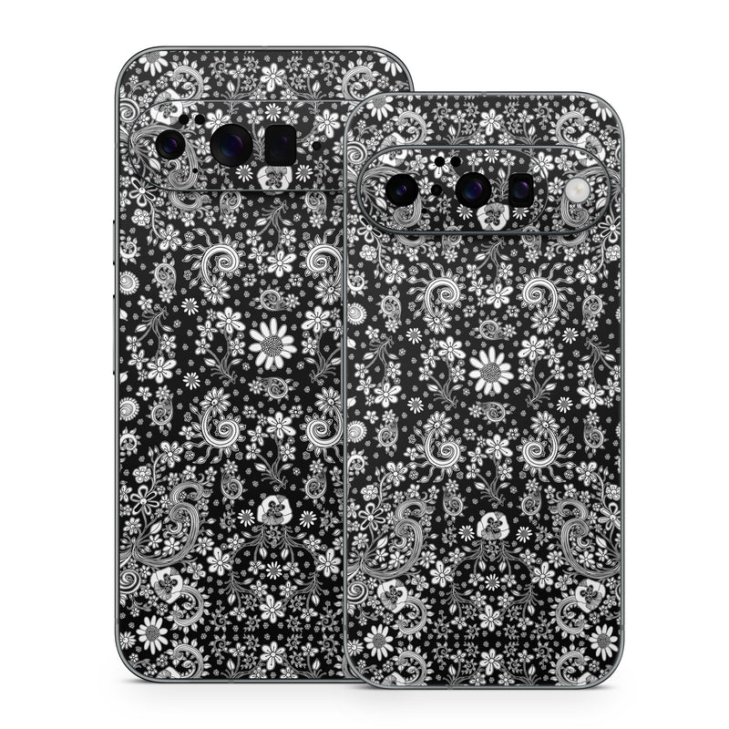 Google Pixel 10 Series Skin design of Pattern, Monochrome, Design, Black-and-white, Visual arts, Textile, Motif, Monochrome photography, Symmetry, with black, white colors