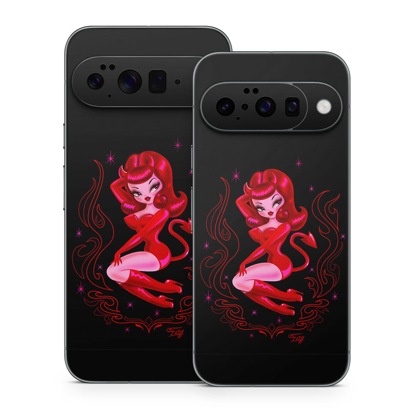 Google Pixel 10 Series Skin design of Pink, Illustration, Fictional character, Graphic design, Neon, Magenta, Graphics, Art, with black, red, pink colors