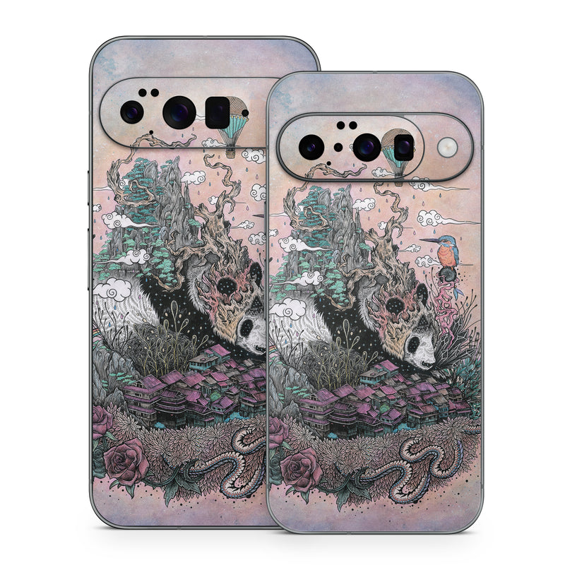 Google Pixel 10 Series Skin design of Illustration, Art, Fictional character, Printmaking, Marsupial, Graphic design, Rodent, Possum, with gray, black, red, blue, purple colors
