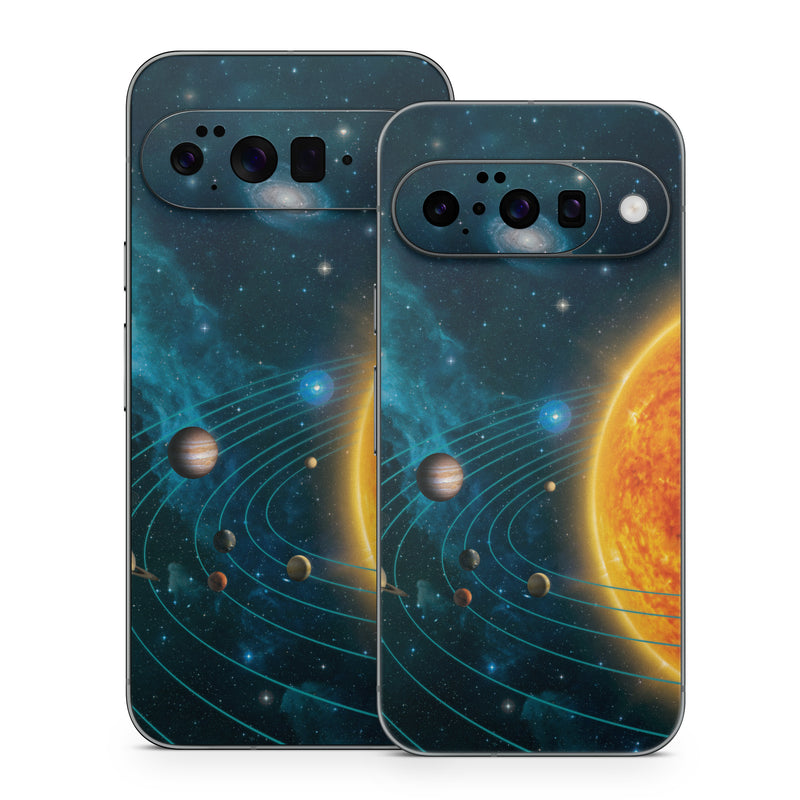 Google Pixel 10 Series Skin design of Astronomical object, Universe, Outer space, Galaxy, Astronomy, Atmosphere, Space, Planet, Science, Sky, with red, yellow, black, blue, brown, white colors