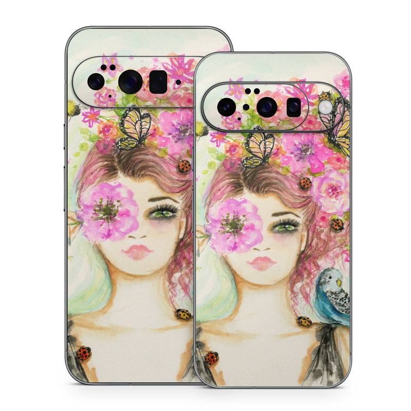 Google Pixel 10 Series Skin design of Face, Watercolor paint, Illustration, Pink, Head, Fashion illustration, Beauty, Art, Cheek, Painting, with white, pink, green, blue, yellow, red, brown colors