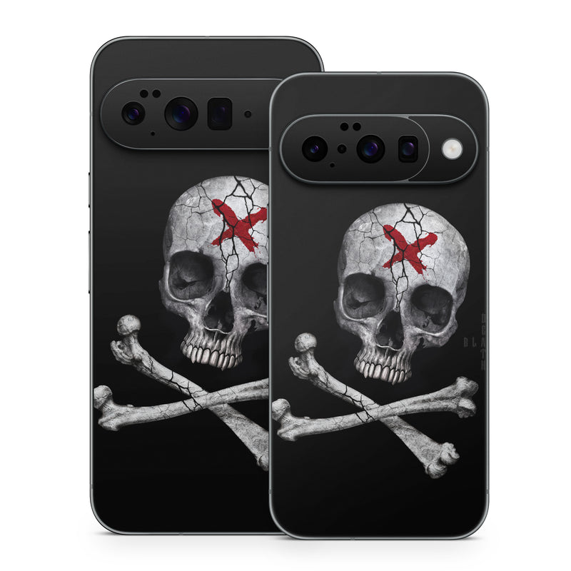 Google Pixel 10 Series Skin design of Bone, Skull, Skeleton, Jaw, Illustration, Animation, Fictional character, Still life photography, with black, white, gray colors