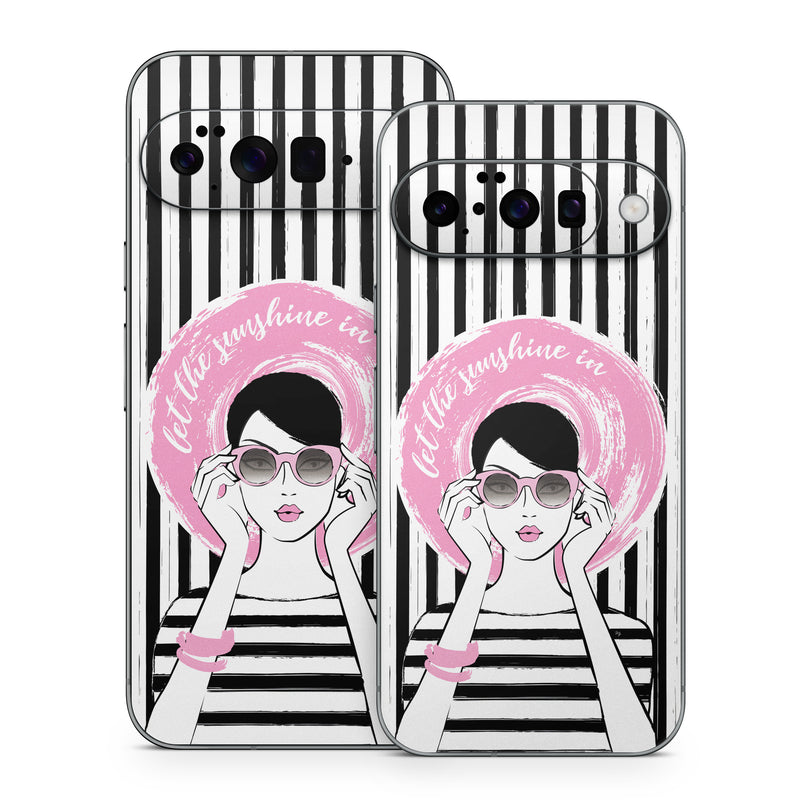 Google Pixel 10 Series Skin design of Organ, Vision care, Purple, Pink, Violet, Font, Eyewear, Magenta, Line, Art, with black, white, pink, gray colors