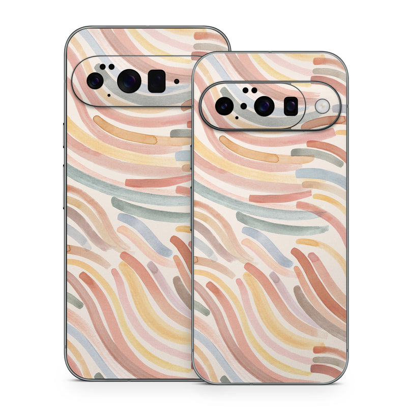 Google Pixel 10 Series Skin design of Orange, Brown, Pink, Design, Wallpaper, Motif, Paint, Pattern, Mixture, Modern art, with white, brown, blue, green, yellow, red colors