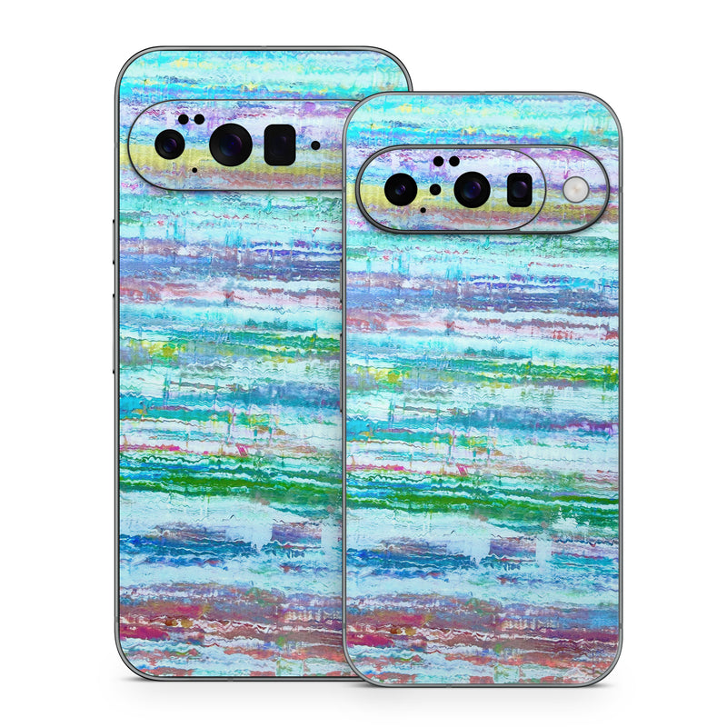 Google Pixel 10 Series Skin design of Blue, Art Paint, Paint, Watercolor painting, Dye, with blue, green, white, yellow, red, purple colors