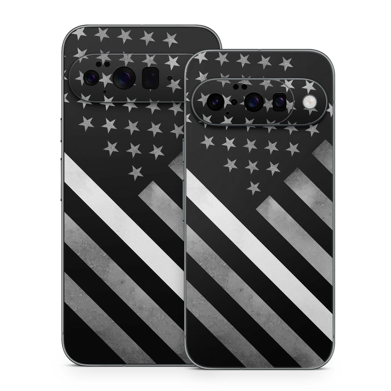 Google Pixel 10 Series Skin design of Black, Black-and-white, Pattern, Monochrome Photography, Line, Flag Of The United States, Monochrome, Flag, Design, Font, Photography, Style, Parallel, with black, white, gray colors