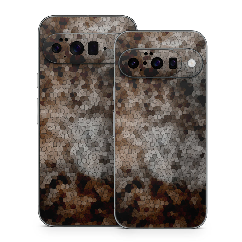 Google Pixel 10 Series Skin design of Brown, Design, Soil, Pattern, Rock, Rust, Granite, Metal, with black, white, gray, brown colors