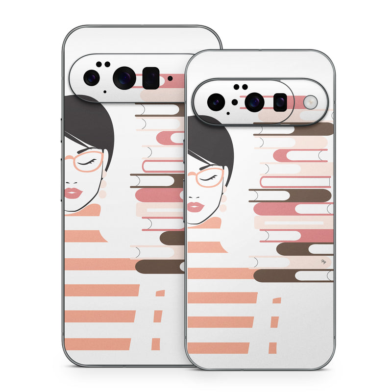 Google Pixel 10 Series Skin design of Eyebrow, Gesture, Font, Carmine, Graphics, Thumb, Art, Illustration, Graphic design, Lipstick, with white, black, pink, brown, red colors