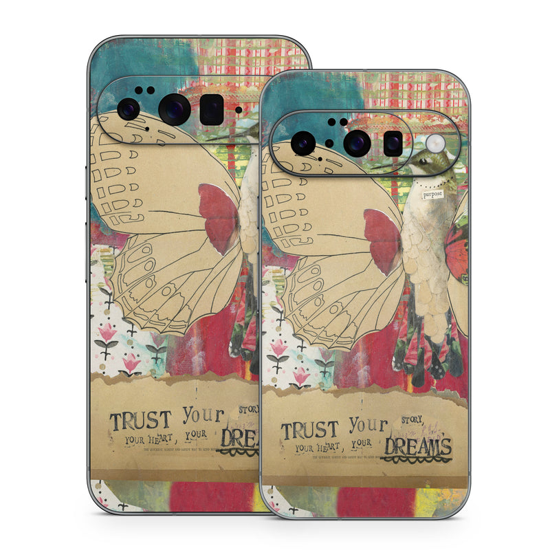 Google Pixel 10 Series Skin design of Butterfly, Insect, Moths and butterflies, Pink, Pollinator, Illustration, Wing, Moth, Art, Invertebrate, with yellow, green, brown, red, blue, pink colors