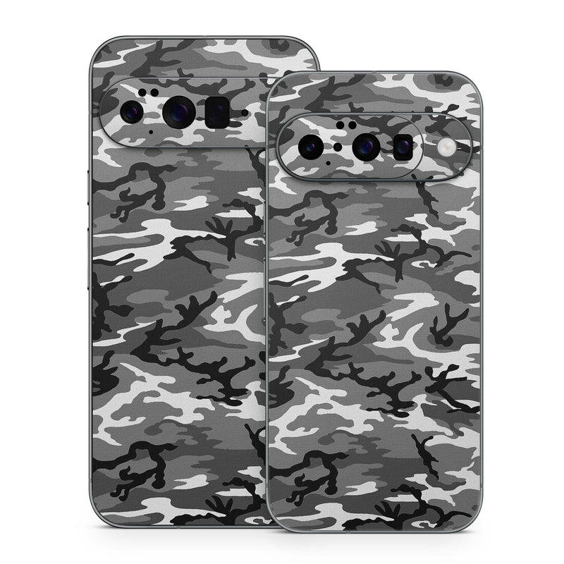 Google Pixel 10 Series Skin design of Military camouflage, Pattern, Clothing, Camouflage, Uniform, Design, Textile, with black, gray colors