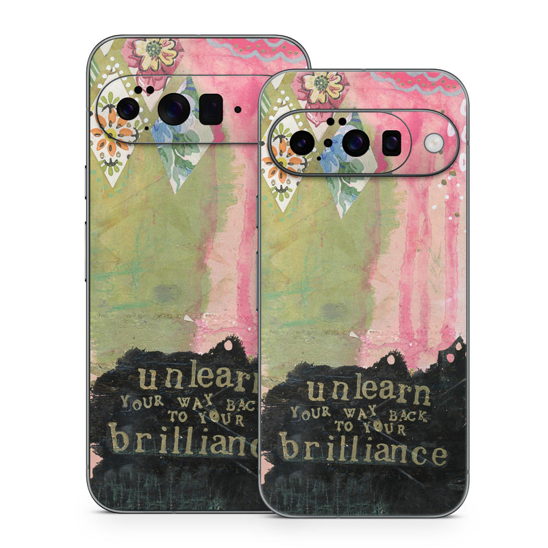 Google Pixel 10 Series Skin design of Green, Pink, Textile, Pattern, Art, Visual arts, Magenta, Linens, Quilting, with red, pink, black, green colors