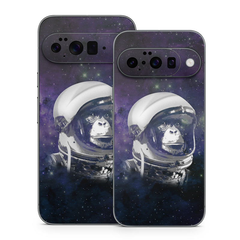 Google Pixel 10 Series Skin design of Helmet, Astronaut, Personal protective equipment, Illustration, Space, Outer space, Headgear, Fictional character, Sports gear, Football gear, with black, gray, blue, white colors