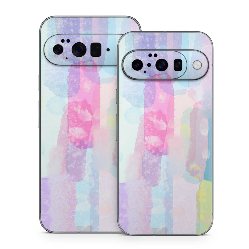 Google Pixel 10 Series Skin design of Blue, White, Pink, Orange, Art Paint, Watercolor painting, Paint, with blue, green, red, orange, yellow, purple, white colors