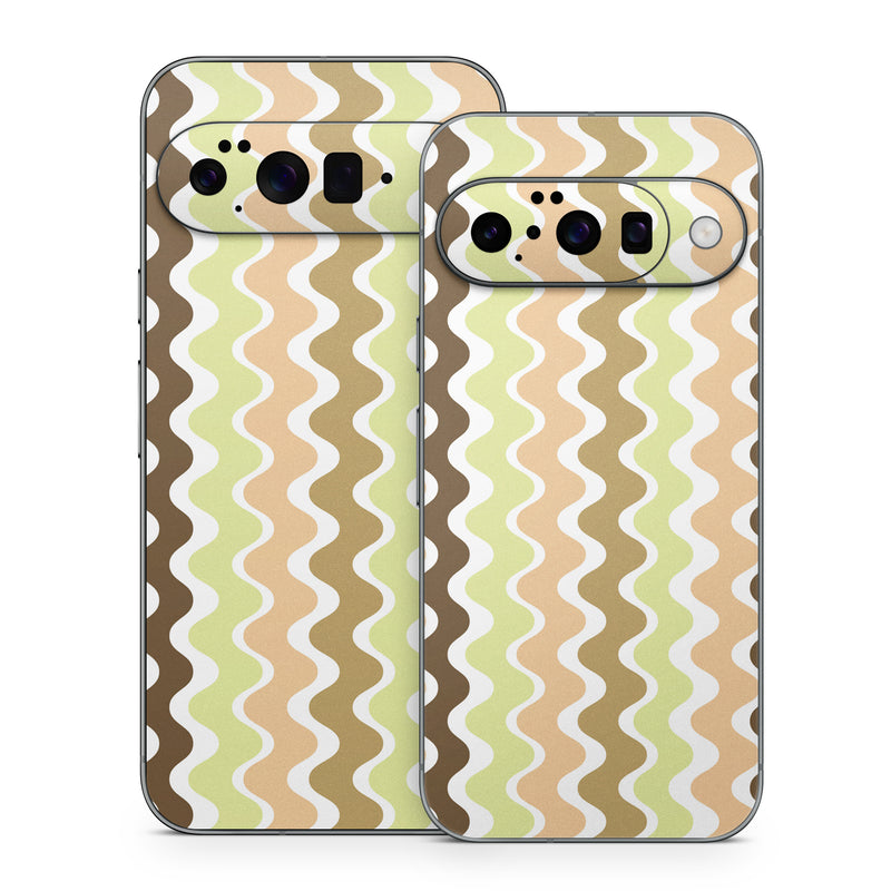 Google Pixel 10 Series Skin design of Textile, Rectangle, Font, Pink, Aqua, Symmetry, Material property, Circle, Art, Pattern, with white, brown, green, orange colors