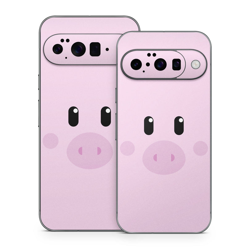 Google Pixel 10 Series Skin design of Pink, Cartoon, Violet, Nose, Purple, Snout, Suidae, Material property, Illustration, Animation, with pink, black, white colors
