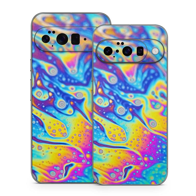 Google Pixel 10 Series Skin design of Psychedelic art, Blue, Pattern, Art, Visual arts, Water, Organism, Colorfulness, Design, Textile, with gray, blue, orange, purple, green colors