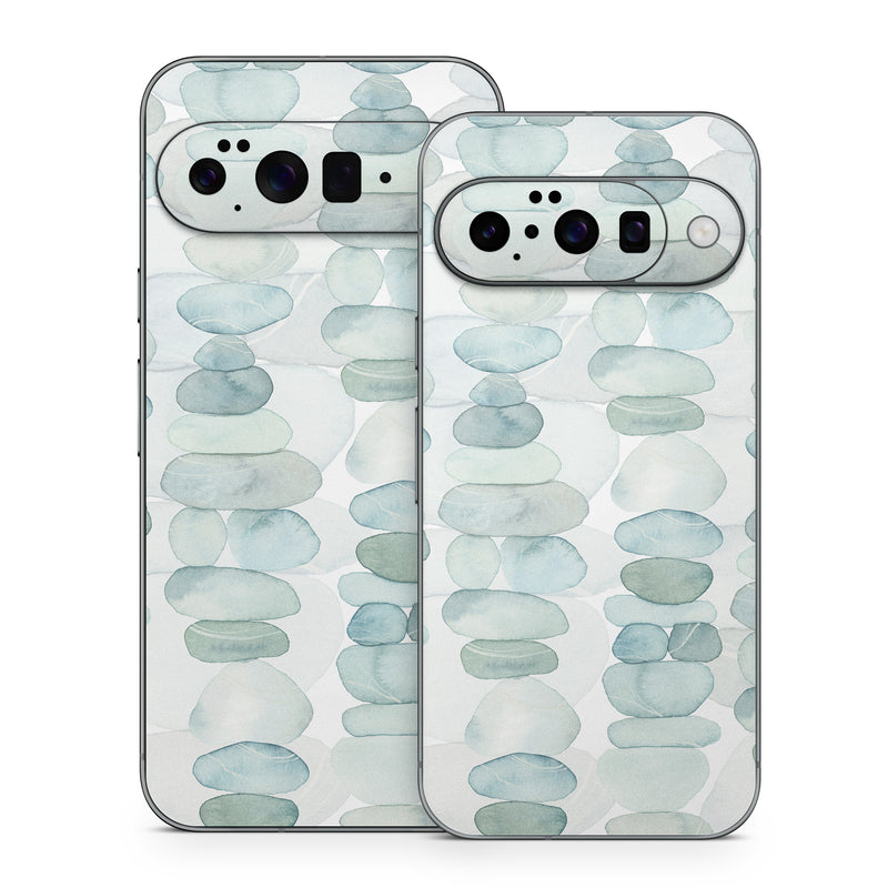 Google Pixel 10 Series Skin design of Aqua, Turquoise, Circle, Pattern, Transparent material, Glass, with white, blue colors