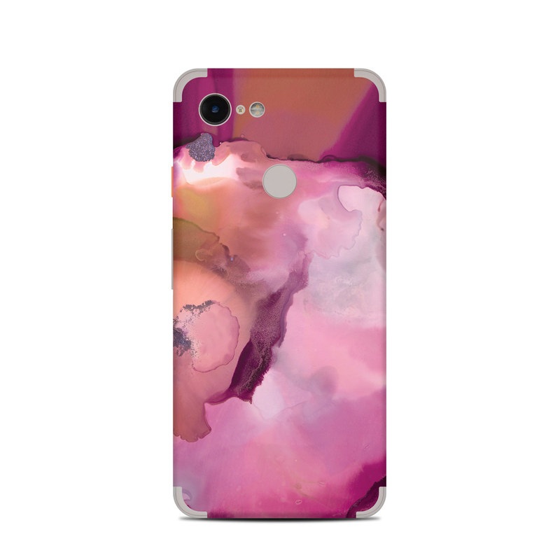 Google Pixel 3 Skin design of Purple, Pink, Watercolor paint, Magenta, Illustration, Art, with white, red, pink, white colors