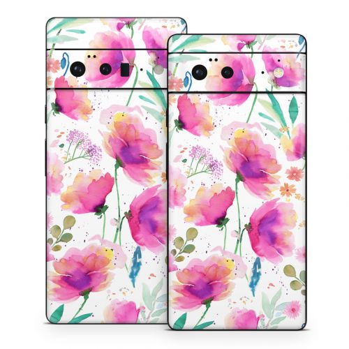 Abstract Pink Poppies Google Pixel 6 Series Skin