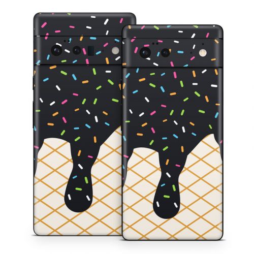 Black Ice Cream Drip Google Pixel 6 Series Skin