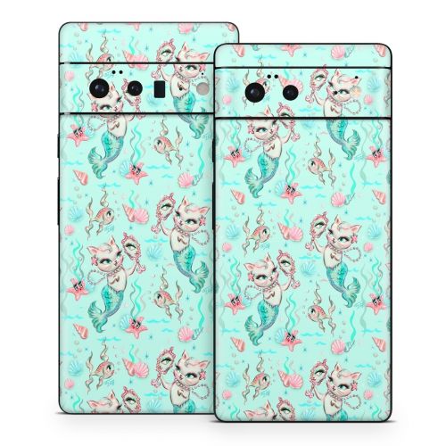 Merkittens with Pearls Aqua Google Pixel 6 Series Skin