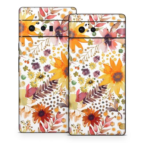 Summer Watercolor Sunflowers Google Pixel 6 Series Skin