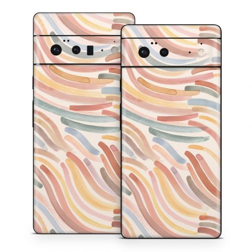 Terracotta Brushstroke Waves Google Pixel 6 Series Skin